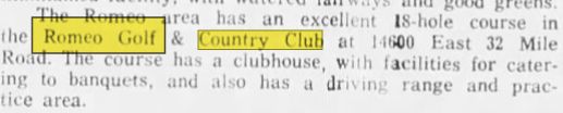 Romeo Golf & Country Club - Apr 1969 Article